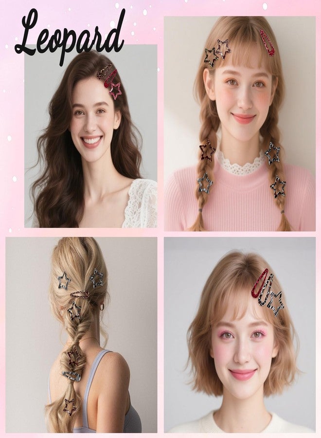ZLSPTK 32Pcs Star Hair Clips Y2k Hair Clips Goth Leopard Metal Hair Clip for Thin Thick Curly Long Short Hair Bulk Cute Hair Barrettes Kawaii Snap Hair Pins Y2k Hair Accessories for Women Girls Styling Tools - Image 5